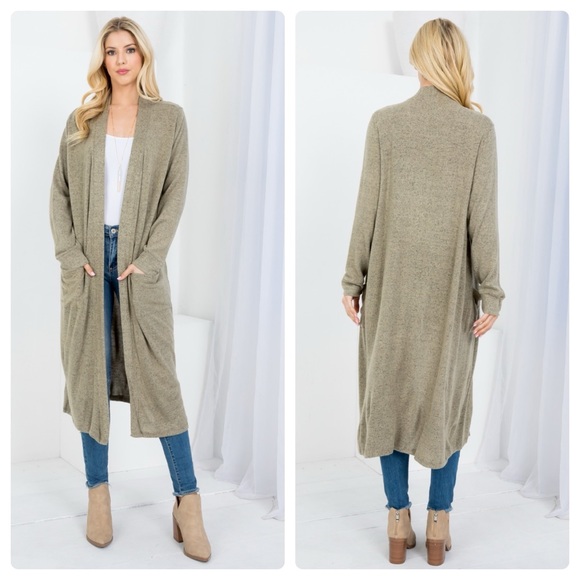 A Girl Thing Sweaters - $17 start 259 LAST ONE❤️ Soft Olive Lightweight cardigan